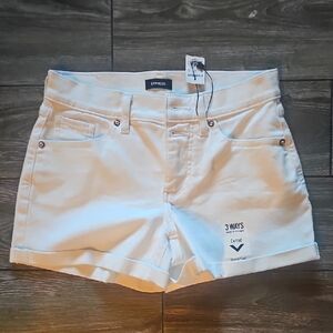 Express White Jean Shorts with Cuffed Hem